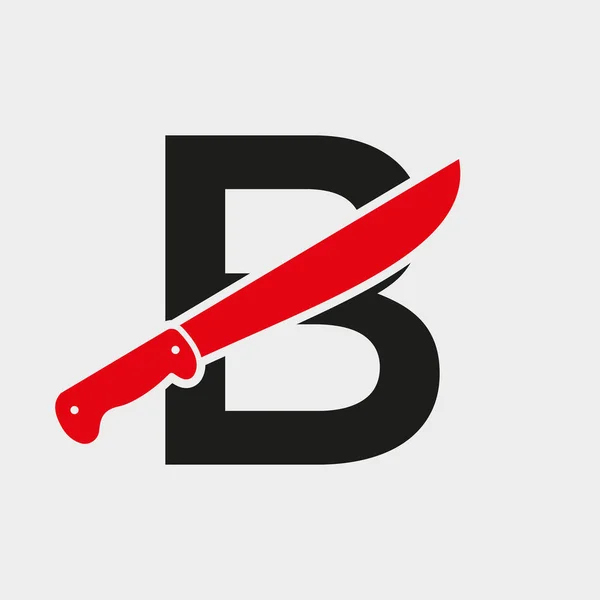 Harfi Bıçak Logosu Tasarım Vektör Şablon Bıçak Sembolü Alfabeyle — Stok Vektör