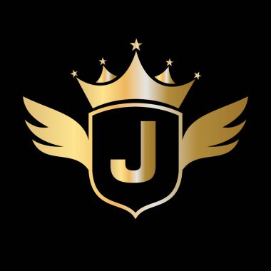 Kanat, Kalkan ve Crown Icon 'lu J harfi taşıma logosu. Kalkan Sembolünde Kanat Logosu