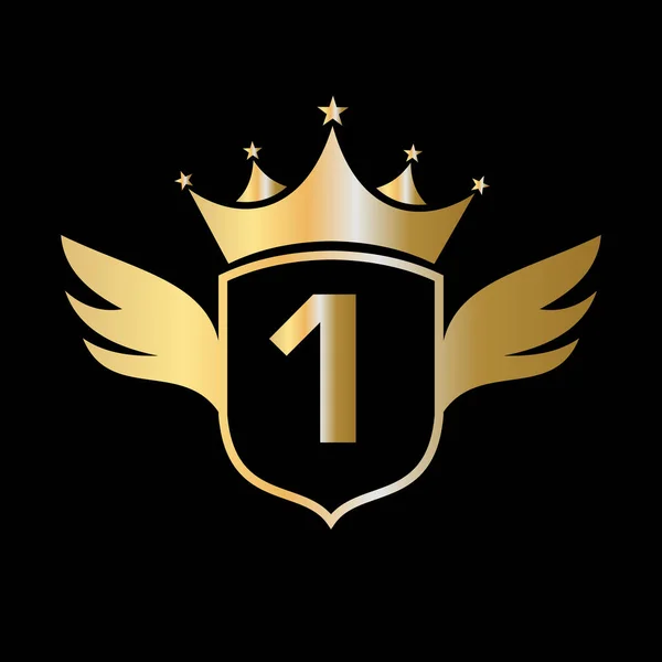 Логотип Транспортировки Буквы Изображением Крыла Щита Короны Символ Крыло Щите — стоковый вектор