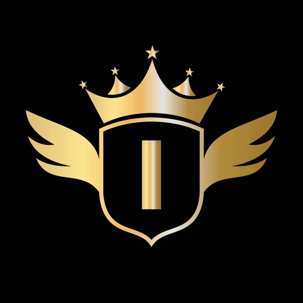 Логотип Изображением Крыла Щита Короны Символ Крыло Щите — стоковый вектор