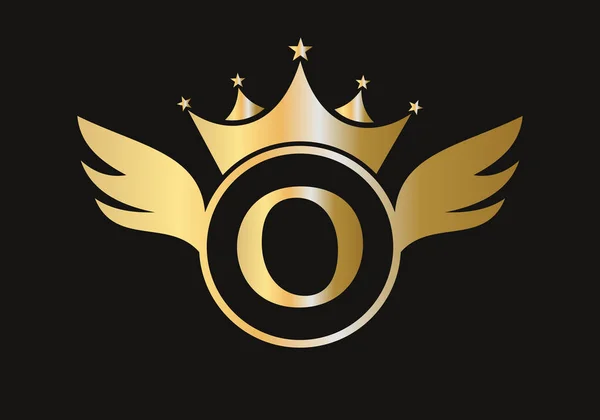 Логотип Буквы Векторным Шаблоном Коронной Иконки Символ Крыла — стоковый вектор