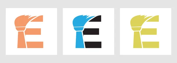 Logo Nettoyage Maison Sur Lettre Concept Avec Brosse Propre Icône — Image vectorielle