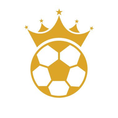 Crown Icon 'lu futbol logosu tasarımı. Futbol Galibi Sembolü