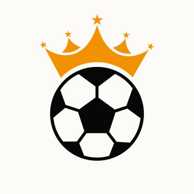 Crown Icon 'lu futbol logosu tasarımı. Futbol Galibi Sembolü
