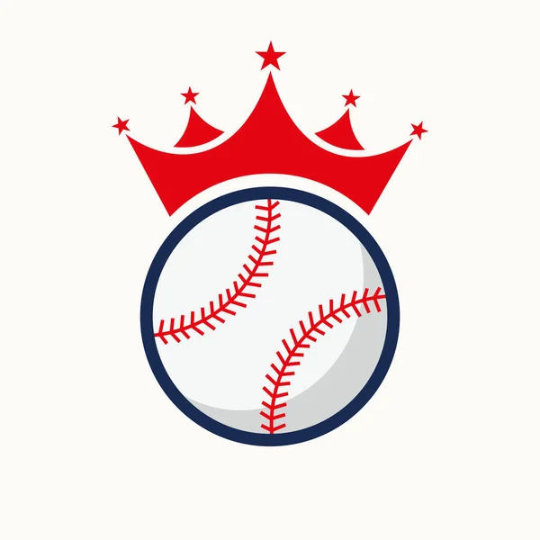 Baseball Logo Design Konzept Mit Krone Symbol Baseball Siegersymbol lizenzfreie Stockvektoren