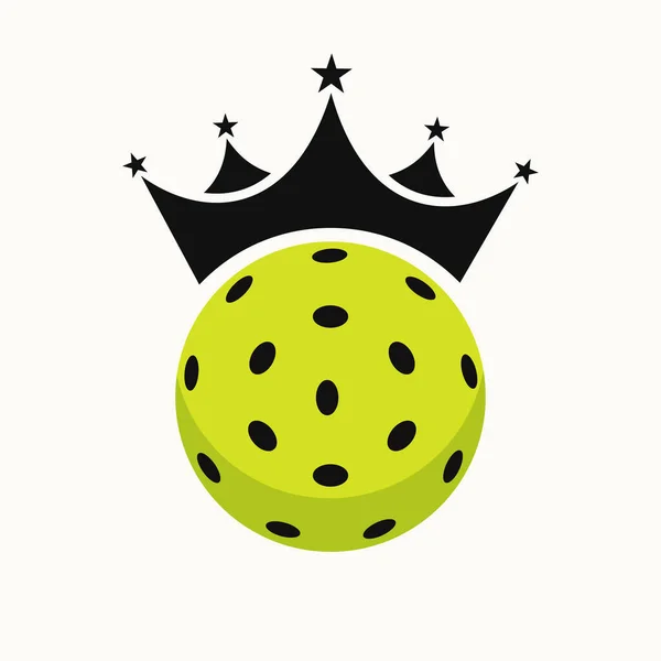 ピックルボールのロゴデザインコンセプトクラウンアイコン ピックルボール 優勝シンボル — ストックベクタ