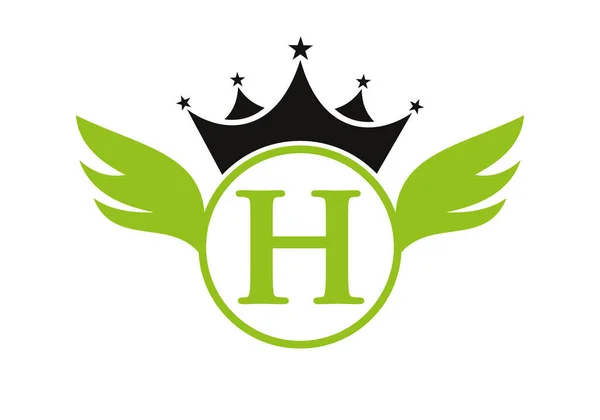 Логотип Wing Концепции Буквы Векторным Шаблоном Crown Icon Символ Крыла — стоковый вектор
