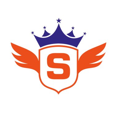 S harfi taşıma logosu, kanatlı, kalkanlı ve simgeli. Kalkan Sembolünde Kanat Logosu