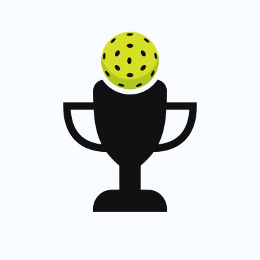 Pickleball Şampiyonası Logo Tasarım Konsepti Turşu topu ve Kupa Simgesi
