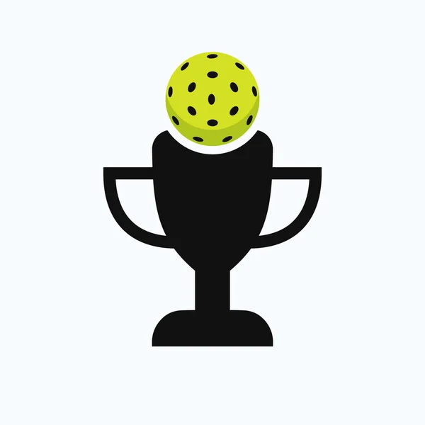 Pickleball Championship Trophy Λογότυπο Σχεδιασμός Concept Pickle Μπάλα Και Τρόπαιο Εικονογράφηση Αρχείου