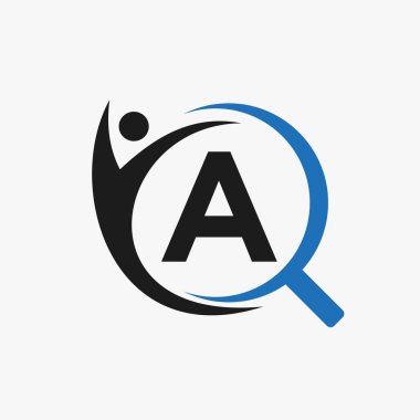 Harf A Arama ve Sağlık Logosu Tasarımı. Topluluk Bulma Logosu Sembolü