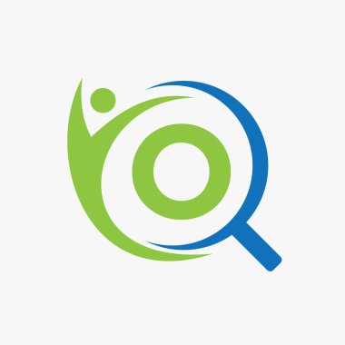 O harfi arama ve sağlık sigortası logosu tasarımı. Topluluk Bulma Logosu Sembolü