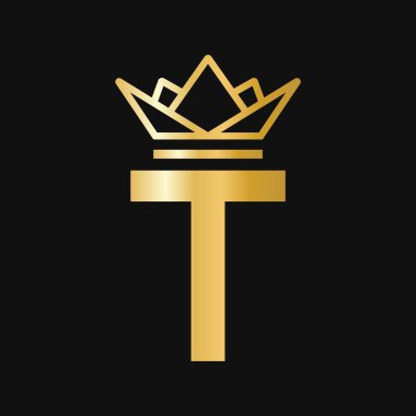 T Crown Logosu. Güzellik, Moda, Yıldız, Zarif, Lüks İşaret İçin Taç Logosu