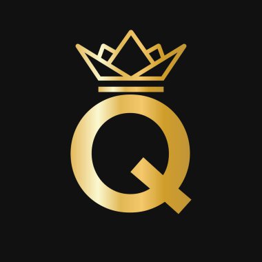 Q harfi Crown Logosu. Güzellik, Moda, Yıldız, Zarif, Lüks İşaret İçin Taç Logosu