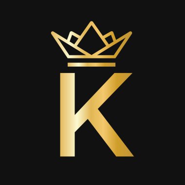 K harfi Crown Logosu. Güzellik, Moda, Yıldız, Zarif, Lüks İşaret İçin Taç Logosu