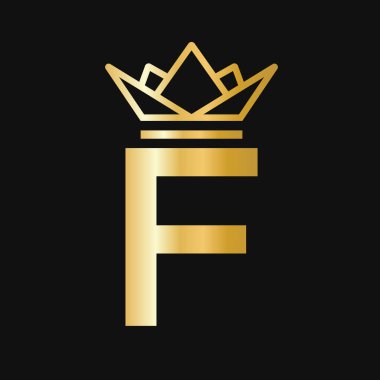 F Crown Logosu. Güzellik, Moda, Yıldız, Zarif, Lüks İşaret İçin Taç Logosu
