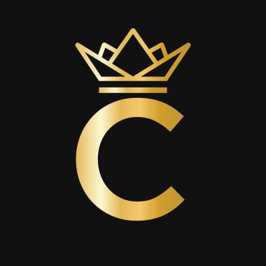 C harfi Crown Logosu. Güzellik, Moda, Yıldız, Zarif, Lüks İşaret İçin Taç Logosu