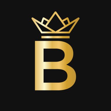 B harfi Crown Logosu. Güzellik, Moda, Yıldız, Zarif, Lüks İşaret İçin Taç Logosu