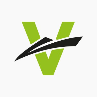 V harfli gemi logosu yelkenli sembolü. Denizcilik Gemisi Yelkenli Simgesi