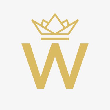 Baş harfleri W Crown Logosu. Güzellik, Moda, Yıldız, Zarif, Lüks İşaret İçin Taç Logosu