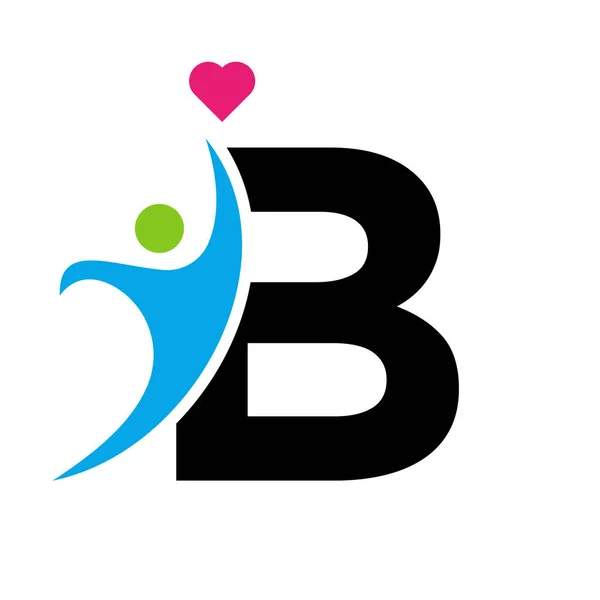 Health Care Logo Auf Buchstabe Liebe Herz Symbol Charity Logotyp Stockvektor