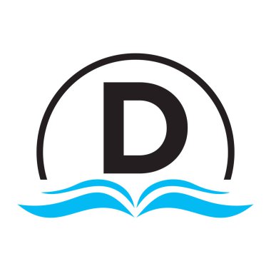 D harfi eğitim logo kitabı kavramı. Eğitim Kariyeri İşareti, Üniversite, Akademi Mezuniyet Logosu Şablonu Tasarımı