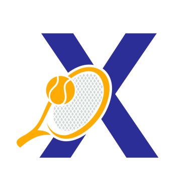 X harfi tenis logosu. Kürek Sembol Vektör Şablonu