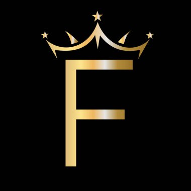 Güzellik ve Moda Logosu Sembol Vektör İşareti F Crown Logosu