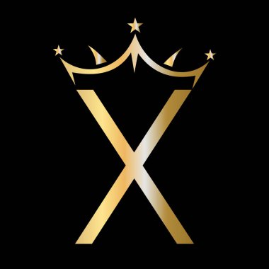 Güzellik ve Moda Logosu Sembol Vektör İşareti X Crown Logosu