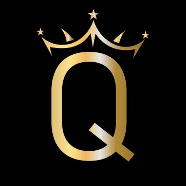 Güzellik ve Moda Logosu Sembol Vektör İşareti için Q Crown Logosu