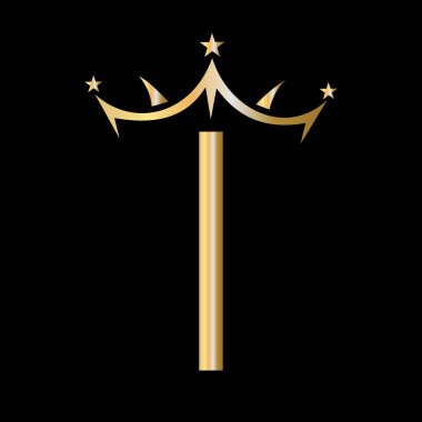 Güzellik ve Moda Logosu Sembol Vektör İşareti için Baş Harf I Crown Logosu