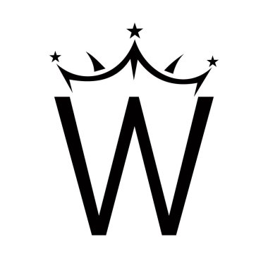 Güzellik ve Moda Logosu Sembol Vektör İşareti İçin Baş Harf w Crown Logosu