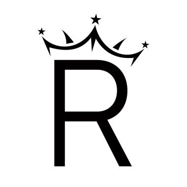Güzellik ve Moda Logosu Sembol Vektör İşareti R Crown Logosu