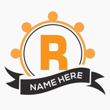 R Gemisi Wheal Logosu Gemi ve Tekne Direksiyon Sembolü. Tekne Tekerleği Kontrol Sembolü