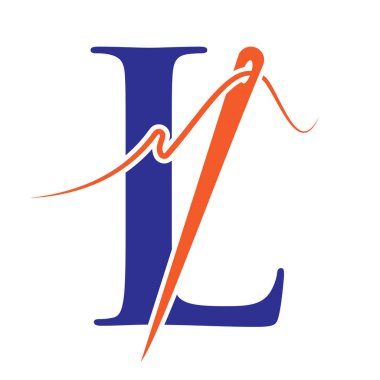 Nakış, Tekstil, Moda, Kumaş, Kumaş Sembolü için L Harfi Dikiş Logosu Tasarımı