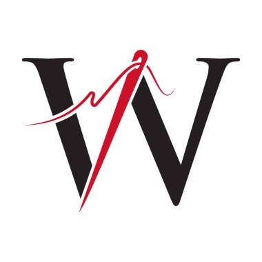 Harf W Nakış, Tekstil, Moda, Kumaş, Kumaş Sembolü için İğne Logosu Tasarımı