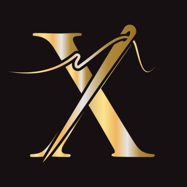 Nakış, Tekstil, Moda, Kumaş, Kumaş Sembolü için X Harfi Dikiş Logosu Tasarımı