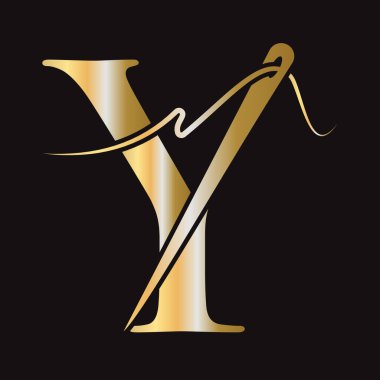 Nakışçı, Tekstil, Moda, Kumaş, Kumaş Sembolü için Y Harfi Dikiş Logosu Tasarımı