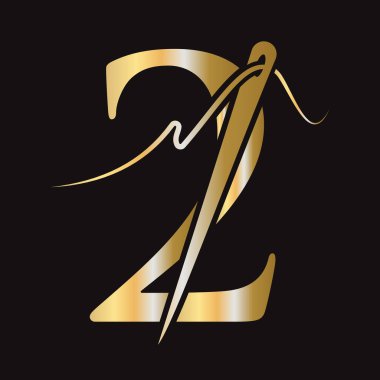Nakışçı, Tekstil, Moda, Kumaş, Kumaş Sembolü için İlk Harf 2 Dikiş Logosu Tasarımı