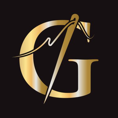 Nakış, Tekstil, Moda, Kumaş, Kumaş Sembolü için G Harfi Dikiş Logosu Tasarımı