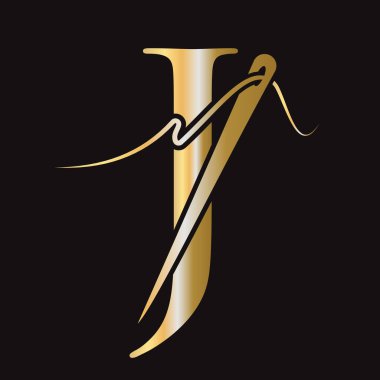 Nakış, Tekstil, Moda, Kumaş, Kumaş Sembolü için J Harfi Dikiş Logosu Tasarımı