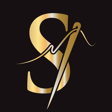 Nakış, Tekstil, Moda, Kumaş, Kumaş Sembolü için S Harfi Dikiş Logosu Tasarımı