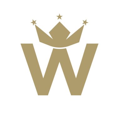Kraliçe İşareti, Güzellik, Moda, Zarif, Lüks Sembol için W Crown Logosu. Kral Logosu İmzası