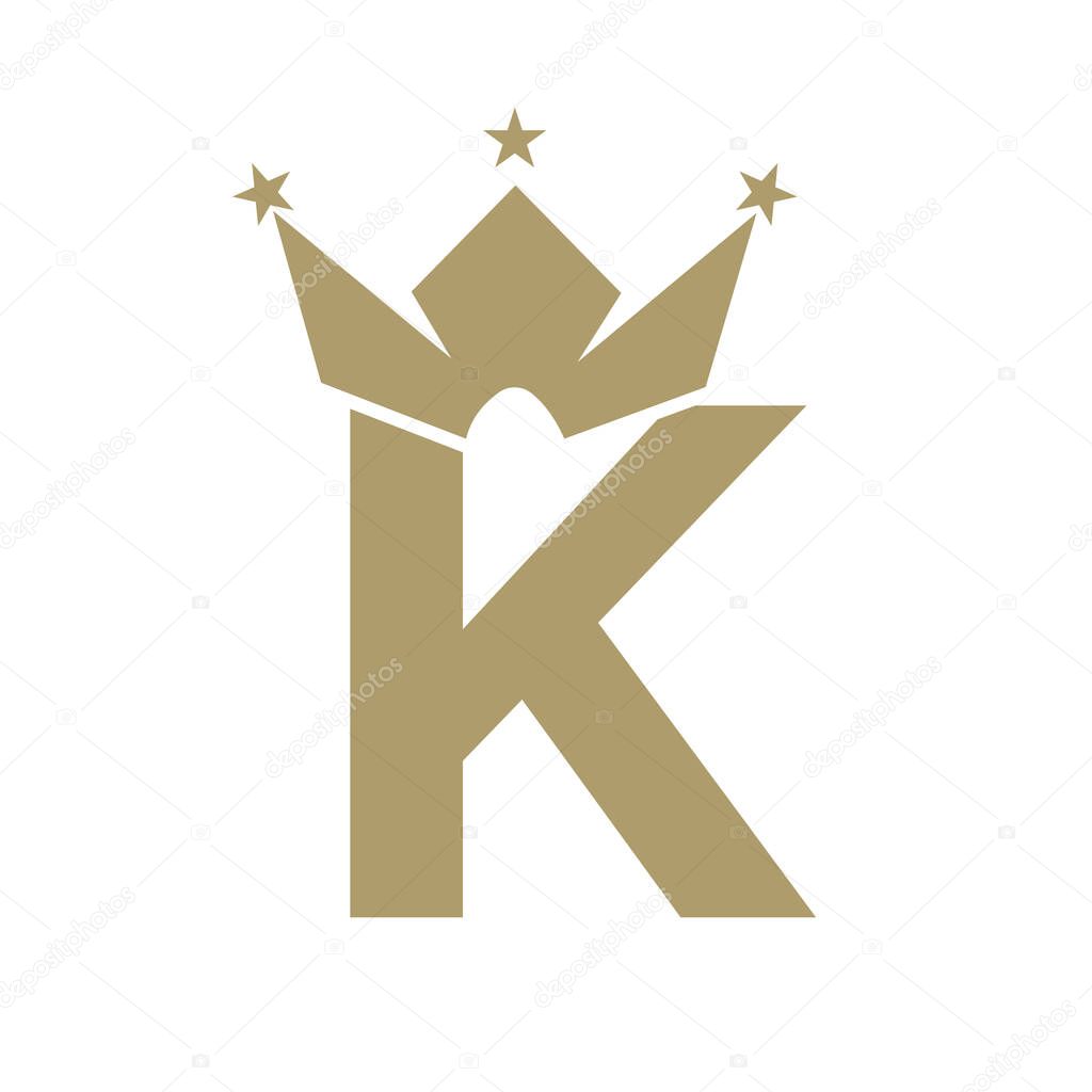 Letter K Crown Logo for Queen Sign, Beauty, Fashion, Elegant, Luxury Symbol. King Logo Sign