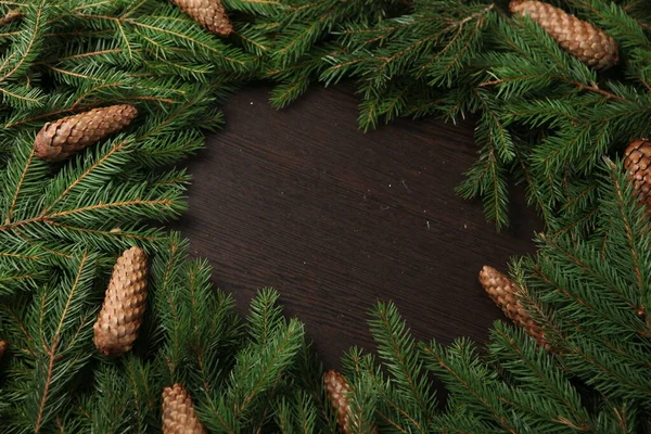 전야에 전나무 가지와 원추체를 가지고 있었다 크리스마스 와새년 연휴는 소나무 — 스톡 사진