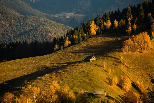 罗马尼亚喀尔巴阡山布切吉山迷人的山景 特兰西瓦尼亚Moeciu Sus的秋季自然 — 图库照片