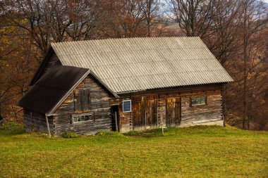 Romanya, Karpatlar 'da büyüleyici bir dağ manzarası. Brasov, Avrupa 'da sonbahar doğası