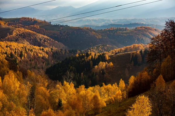Uroczy Górski Krajobraz Karpatach Rumunia Jesienna Przyroda Brasov Europa — Zdjęcie stockowe