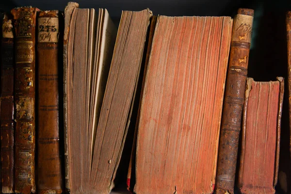 Heel Oude Boeken Planken Bibliotheek Boeken Als Symbool Van Kennis — Stockfoto