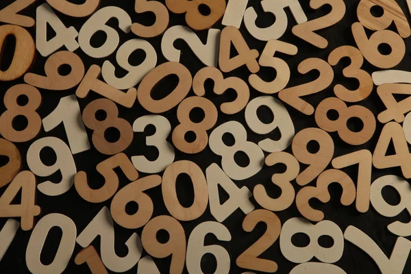 Kolorowe Drewniane Numery Tła Abstrakcja Tekstury Liczb Koncepcja Światowego Kryzysu — Zdjęcie stockowe